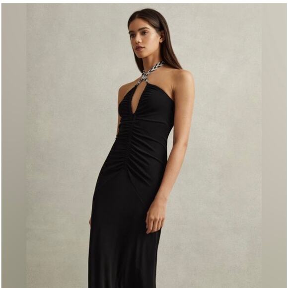 Reiss Iris Halter Maxi Dress - Size 8 - Black & White (new) - Picture 3 of 7